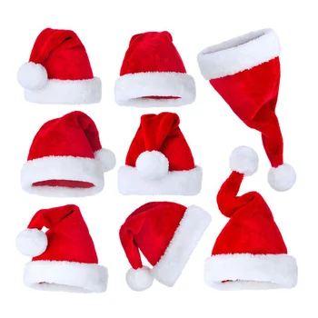С Новым Годом 2024, Рождественская Мягкая Шляпа для Ребенка/Взрослого Санта-Клауса, Красная Короткая Плюшевая Шляпа Noel, Рождественский Декор, Подарок Kerst