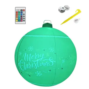 Надувной Рождественский шар со светодиодной подсветкой 60 см, надувной шар с дистанционным управлением из ПВХ, надувной шар для рождественского декора на открытом воздухе