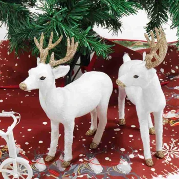 Плюшевая имитация Рождественского Белого Оленя, Стоящего Рождественского Белого Лося, куклы-олени, украшения для домашней вечеринки, приятные на ощупь, долговечные