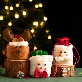 Рождественские украшения, плюшевый колокольчик, сумка для яблок, подарочная сумка, сумка для конфет, маленькая подарочная упаковка, милые детские подарки. пакеты для рождественских подарков.