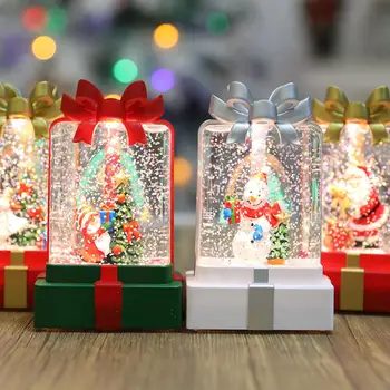 Рождественский снеговик в форме подарочной коробки Рождественский свет 3d Санта Клаус Снеговик Елка Блестящие пайетки Ночник на Рождество