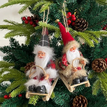 Фигурка куклы Санта-Клауса, катание на санках, украшение Санта-Клауса, добавляющее праздничной атмосферы, Забавное украшение на рождественскую елку для рождественского домашнего офиса