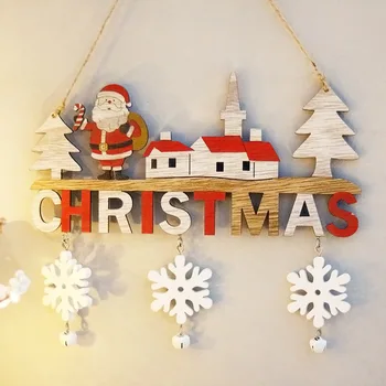 Рождественская дверь, деревянная подвесная подвеска, Санта-Клаус, Веселое Рождественское украшение для дома 2023, Рождественские подарки Navidad Noel, Новый 2024 год