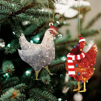 Подвеска в виде Рождественской елки с курицей-шарфом из 4шт. Увеличит атмосферу, привлекая внимание, украсит Рождественскую елку, подвесной декор для вечеринки