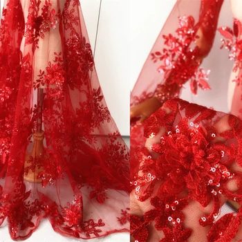 Ткань с цветочной вышивкой блестками Кружевная сетка для костюмированной одежды Ткань для пошива одежды своими руками Материал для одежды