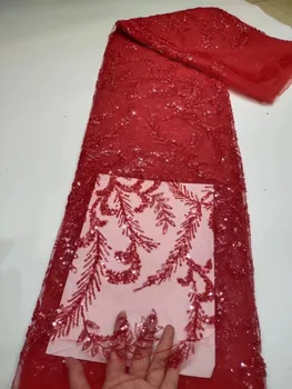 свадебная вечеринка с вышивкой 5 ярдов Материал Французская сетчатая кружевная ткань с камнями высококачественная африканская тюлевая кружевная ткань для шитья