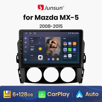 Junsun V1 AI Voice Беспроводной CarPlay Android Авторадио для Mazda MX-5 MX5 III 3 NC 2008-2015 4G Автомобильный Мультимедийный GPS 2din