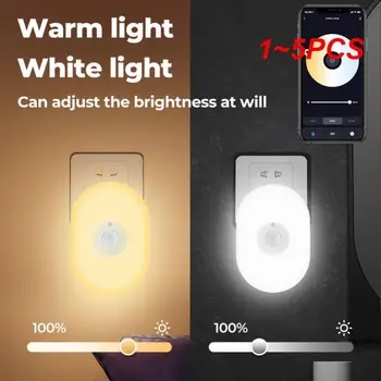 1 ~ 5ШТ WiFi Tuya Smart Led Night Light PIR Датчик движения Ес, США, Великобритания Подключаемый настенный светильник Теплый белый RGB Приложение для комнаты Голос Для Alexa