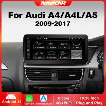 NAVICAR 10,25 дюймов Android 11,0 Автомобильный Радиоприемник Для Audi A4 A4L A5 RHD 2009-2017 Сенсорный Экран GPS Carplay Мультимедийный плеер Bluetooth