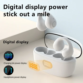 Высококачественные наушники с открытым ухом Bluetooth 5.3, серьга-клипса, беспроводные наушники с микрофоном, Hi-Fi басы, гарнитура для спортивных игр