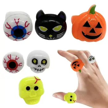 Темное Светящееся кольцо на палец, Наполнитель для пасхальных яиц, Праздничные принадлежности, Игрушки-сокровища, Кольца на Хэллоуин, 6 штук Колец на Хэллоуин, Сокровище для вечеринки.