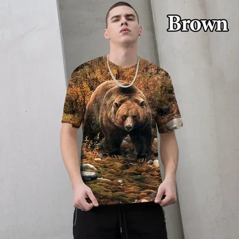 Уличная мода, повседневная футболка с 3D-принтом в виде животного Медведя, Топ с коротким рукавом Унисекс