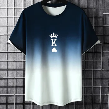 Мужская футболка, топы с принтом K, летний градиентный пуловер с коротким рукавом, быстросохнущая одежда, простые футболки, свободная футболка Harajuku оверсайз