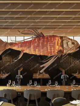 Китайский Стиль, Потолочный светильник в форме рыбы в японском стиле, Креативное украшение ресторана Hot Pot, лобби, Чайный ресторан