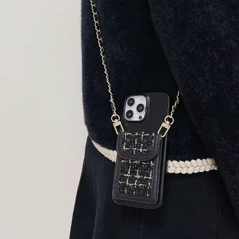 Роскошный металлический ремешок через плечо на шнурке бумажник кожаный чехол для телефона Samsung S23 fe S23 s22 ultra a54 a53 a52 чехол-держатель для карт