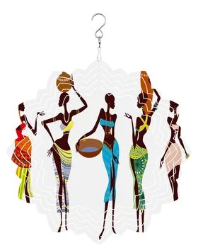 Африканская женская бутылка, Этнический белый Уличный колокольчик, Садовый балкон, Подвесной декор для дома из нержавеющей стали, 3D вращающийся спиннер