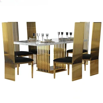 Роскошные обеденные стулья из золотистого металла Можно использовать с обеденным столом и стульями-шезлонгами