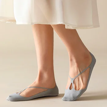 Женские носки No Show Ice Silk С нескользящим бесшовным ремешком, невидимые носки с глубоким вырезом, Однотонные Ультратонкие эластичные дышащие